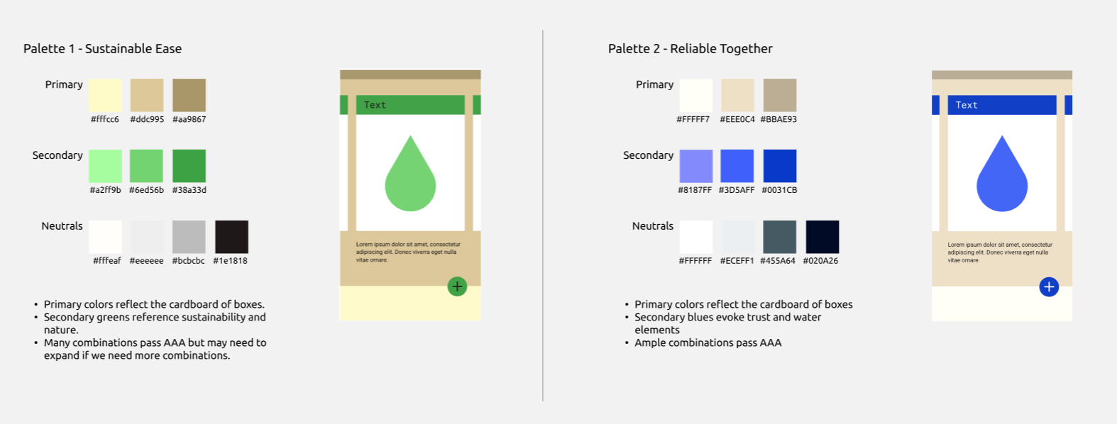 Two color palette options