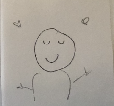 Sketch of calm user from storyboard