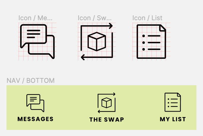 Final icon set in the bottom navigation