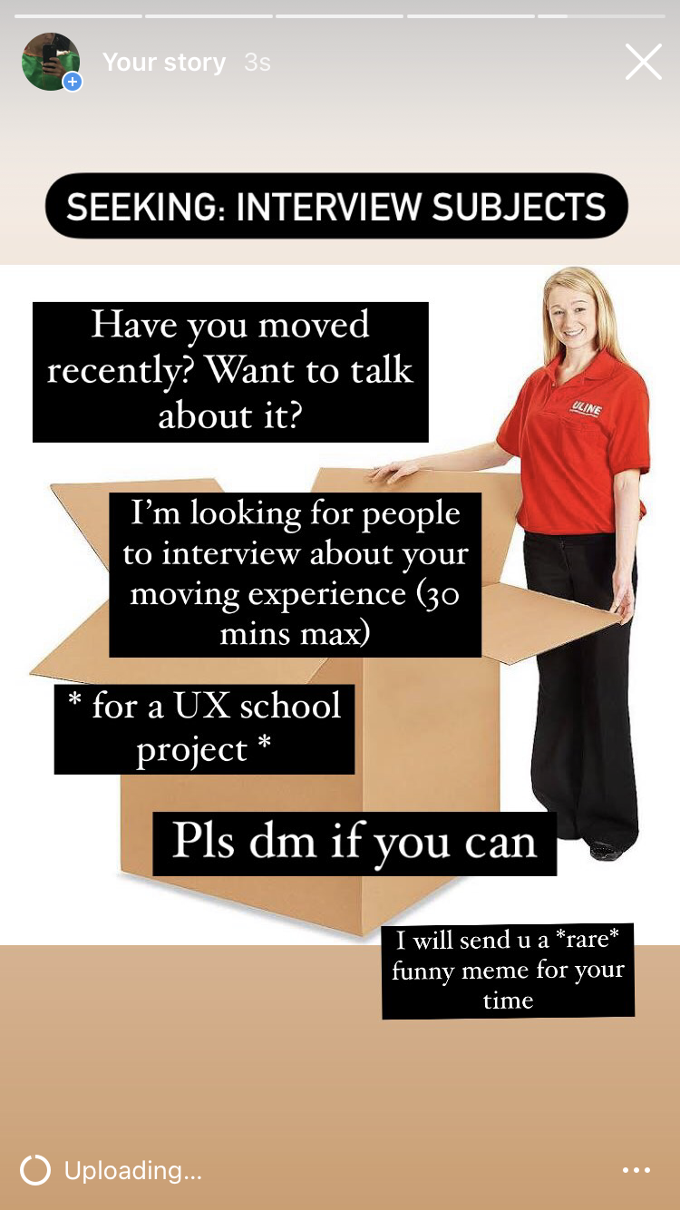 Social media post used to recruit interview subjects